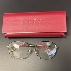 Gucci Glasses with Red and Gold Accents